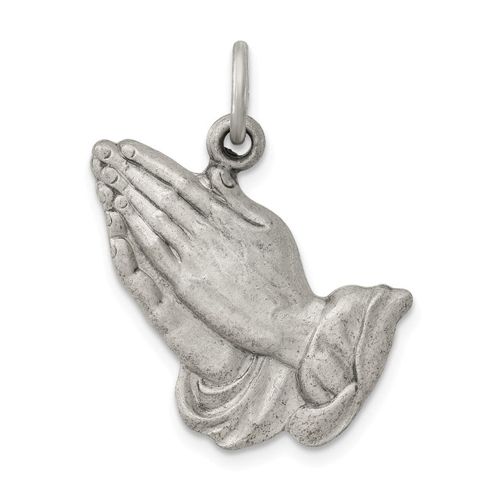 Million Charms 925 Sterling Silver Antiqued Praying Hands Charm