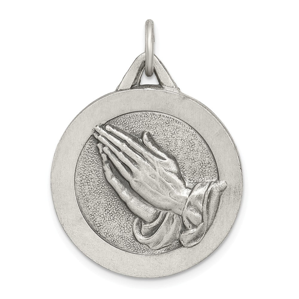 Million Charms 925 Sterling Silver Antiqued Praying Hands Pendant