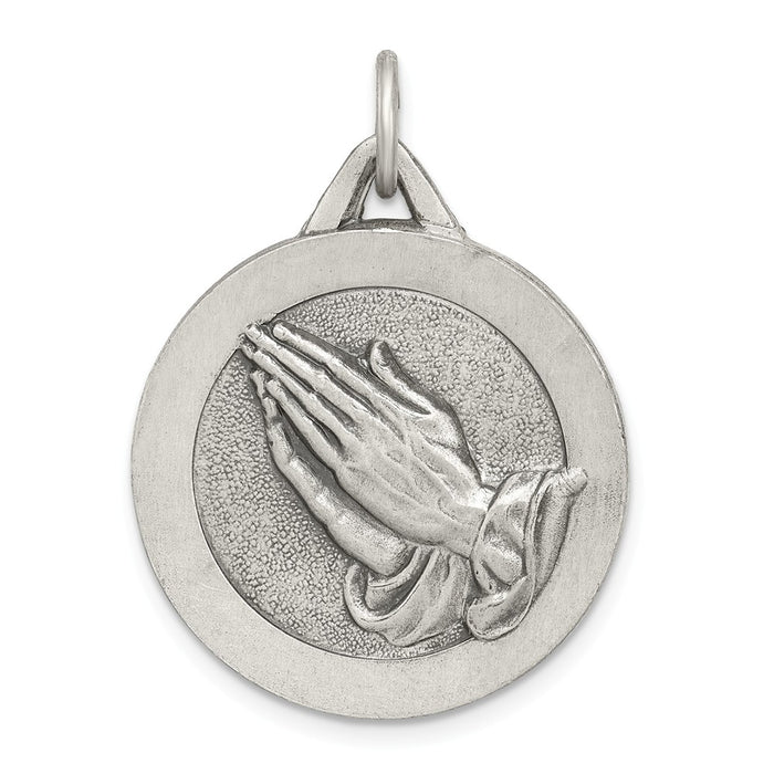 Million Charms 925 Sterling Silver Antiqued Praying Hands Pendant