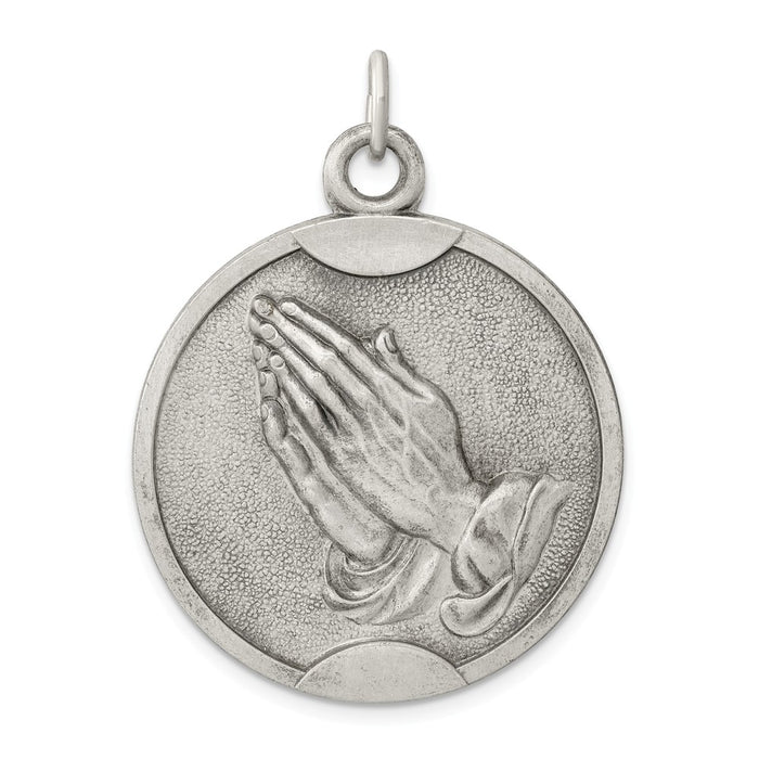 Million Charms 925 Sterling Silver Antiqued Praying Hands Pendant