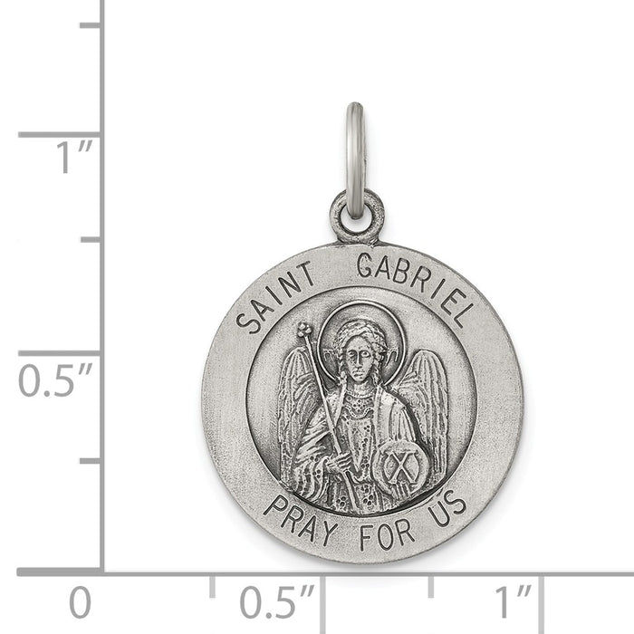 Million Charms 925 Sterling Silver Antiqued Religious Saint Gabriel Medal