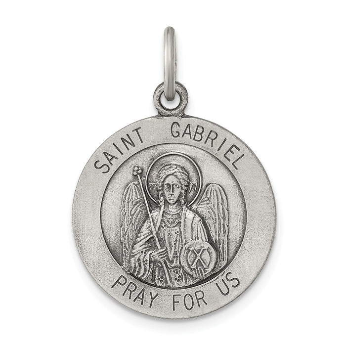 Million Charms 925 Sterling Silver Antiqued Religious Saint Gabriel Medal