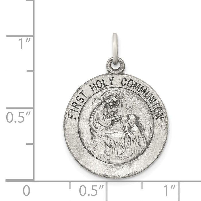 Million Charms 925 Sterling Silver Polished, Matte Finish Religious Holy Communion Pendant