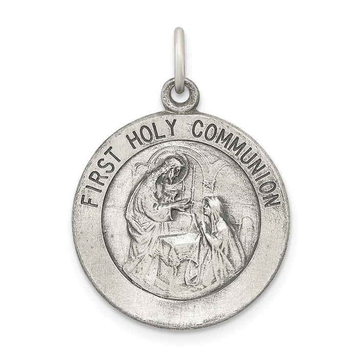 Million Charms 925 Sterling Silver Polished, Matte Finish Religious Holy Communion Pendant