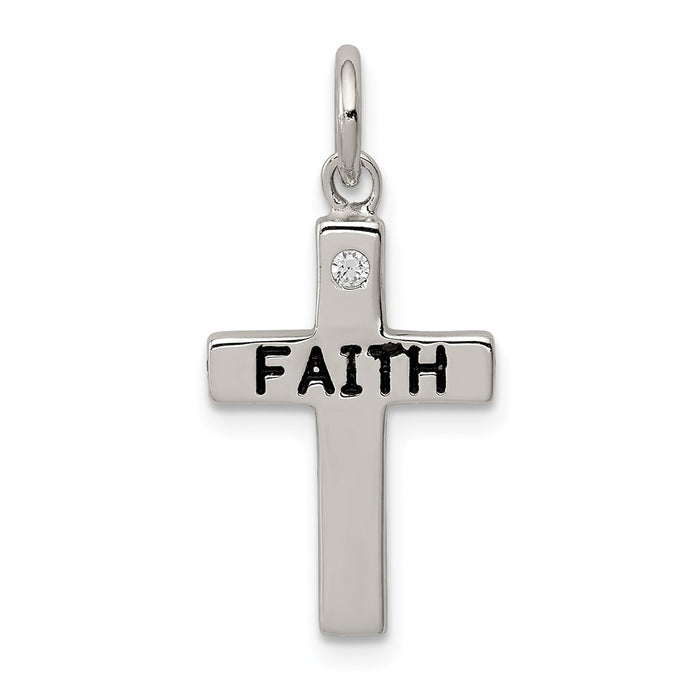 Million Charms 925 Sterling Silver Faith & (Cubic Zirconia) CZ Antiqued Relgious Cross Charm