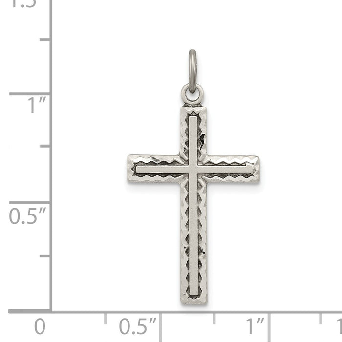 Million Charms 925 Sterling Silver Antiqued Relgious Cross Charm
