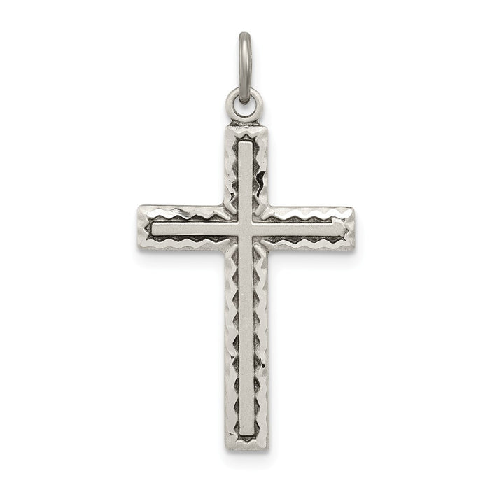 Million Charms 925 Sterling Silver Antiqued Relgious Cross Charm