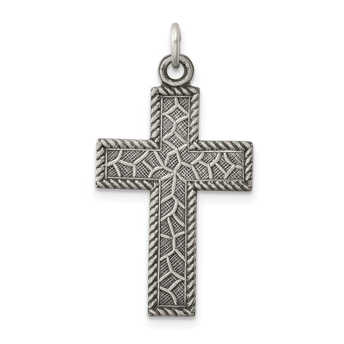 Million Charms 925 Sterling Silver Antiqued Thorn Relgious Cross Charm