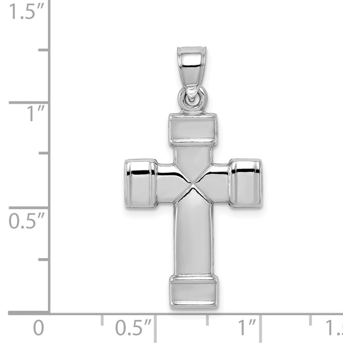 Million Charms 925 Sterling Silver Rhodium-Plated Hollow Reversible Relgious Cross Pendant
