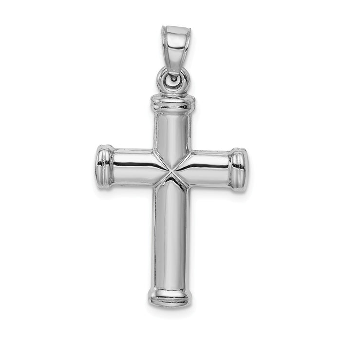 Million Charms 925 Sterling Silver Rhodium-Plated Hollow Reversible Relgious Cross Pendant