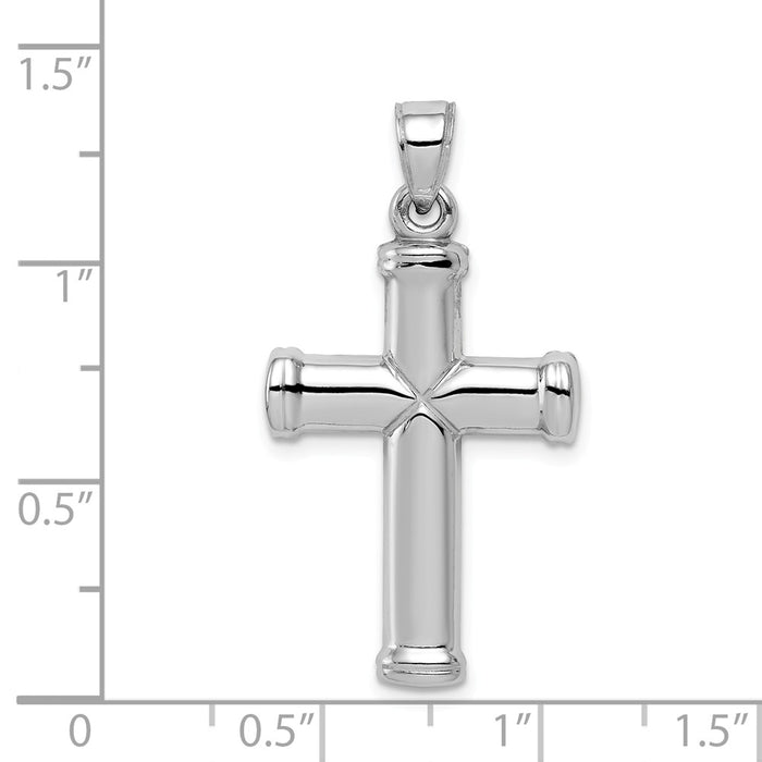 Million Charms 925 Sterling Silver Rhodium-Plated Hollow Reversible Relgious Cross Pendant