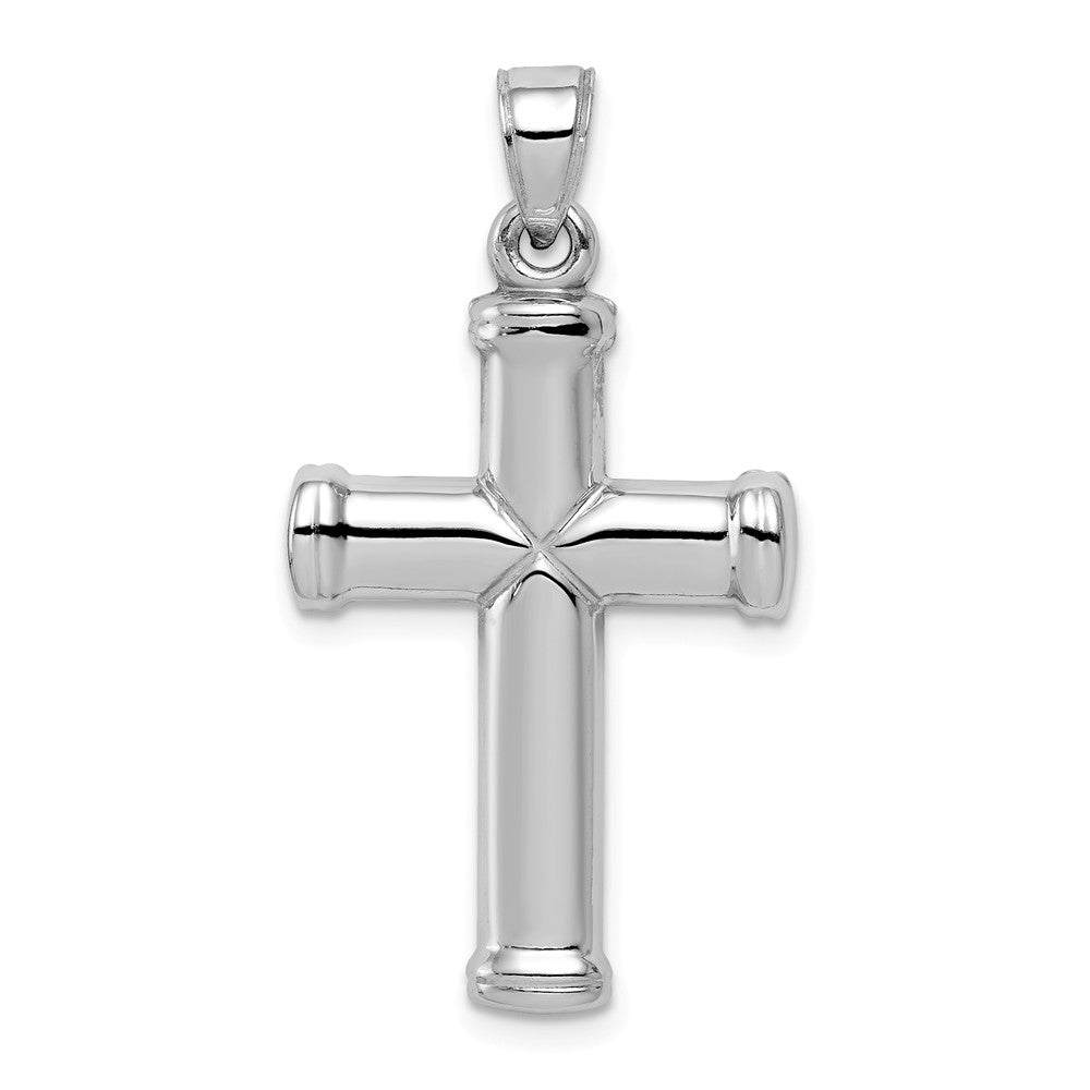 Million Charms 925 Sterling Silver Rhodium-Plated Hollow Reversible Relgious Cross Pendant