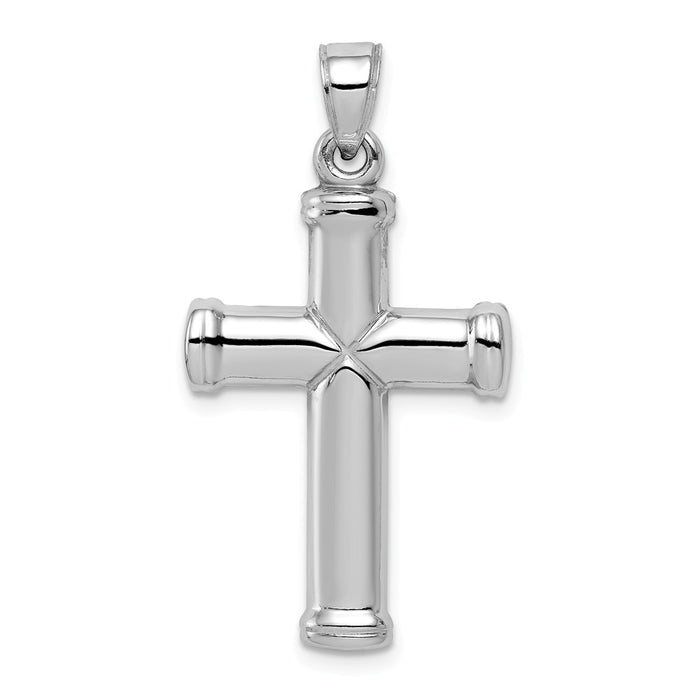 Million Charms 925 Sterling Silver Rhodium-Plated Hollow Reversible Relgious Cross Pendant