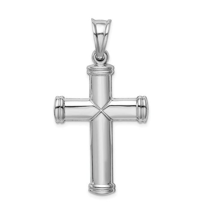 Million Charms 925 Sterling Silver Rhodium-Plated Hollow Reversible Relgious Cross Pendant