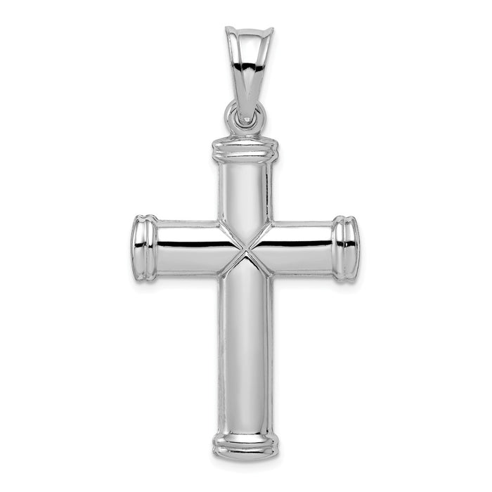 Million Charms 925 Sterling Silver Rhodium-Plated Hollow Reversible Relgious Cross Pendant