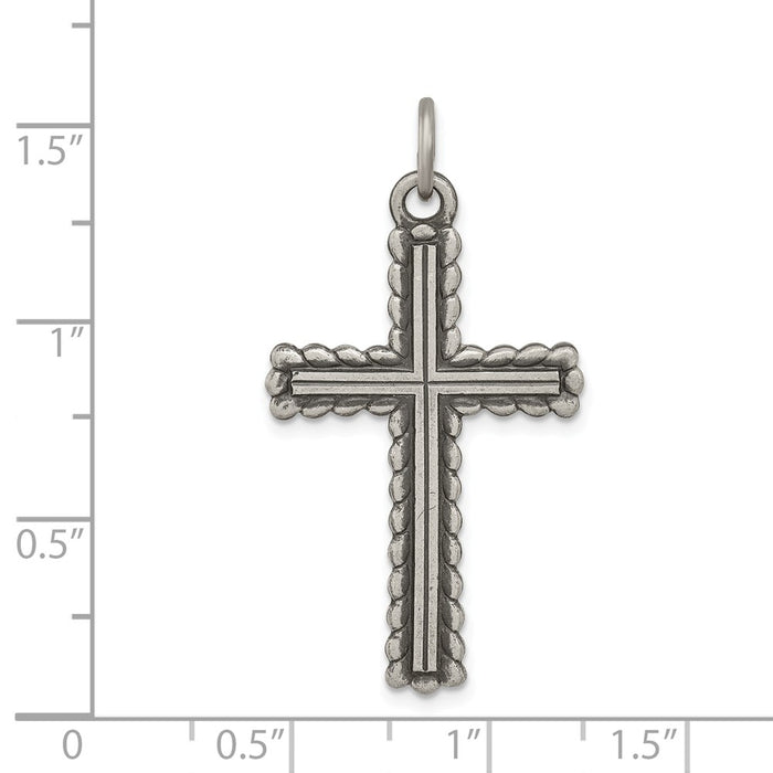 Million Charms 925 Sterling Silver Antiqued Relgious Cross Charm