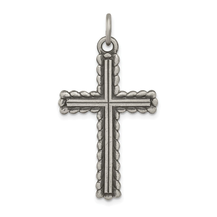 Million Charms 925 Sterling Silver Antiqued Relgious Cross Charm