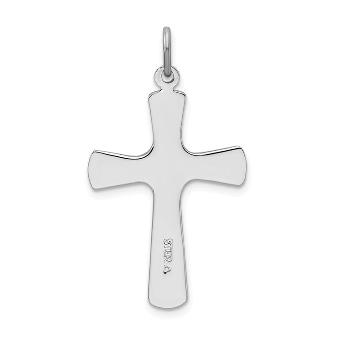 Million Charms 925 Sterling Silver Rhodium-Plated Enamel Relgious Cross Pendant