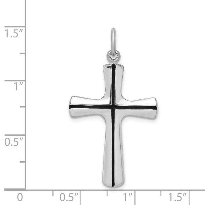 Million Charms 925 Sterling Silver Rhodium-Plated Enamel Relgious Cross Pendant
