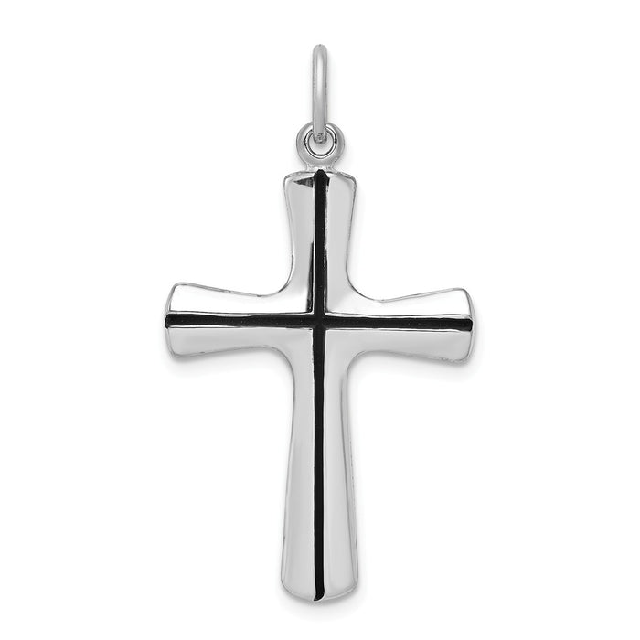 Million Charms 925 Sterling Silver Rhodium-Plated Enamel Relgious Cross Pendant