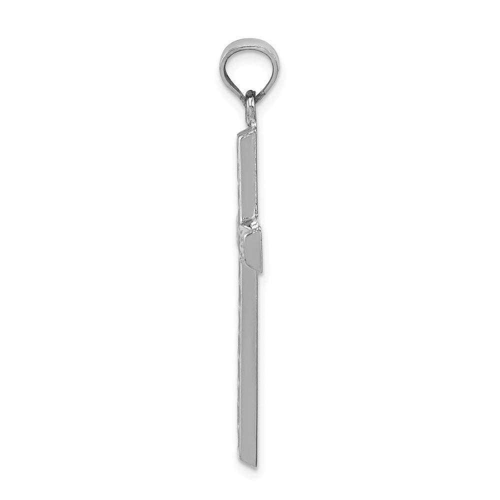 Million Charms 925 Sterling Silver Rhodium-Plated Diamond Cut Relgious Cross Pendant