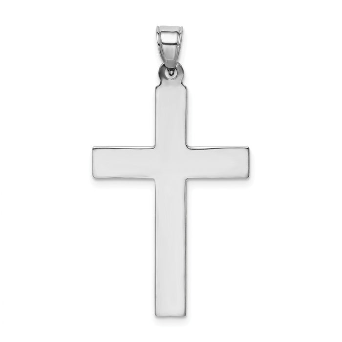 Million Charms 925 Sterling Silver Rhodium-Plated Diamond Cut Relgious Cross Pendant