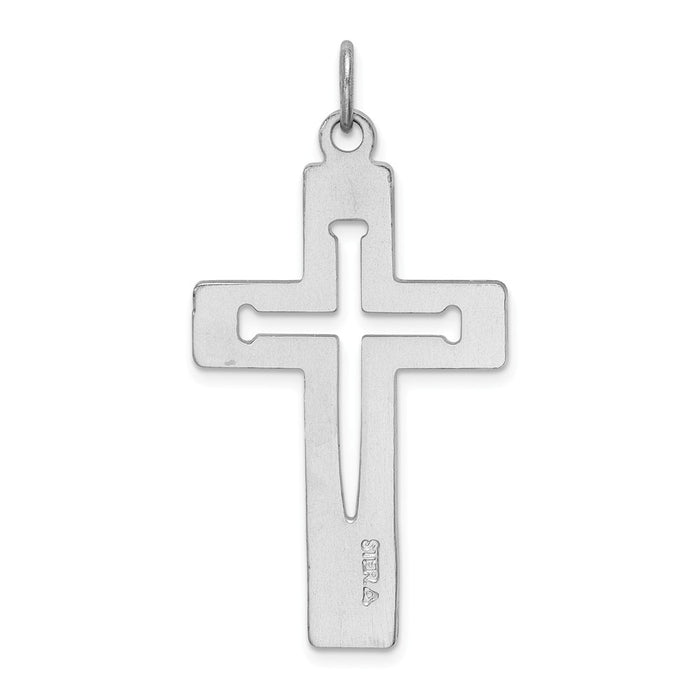 Million Charms 925 Sterling Silver Rhodium-Plated Latin Relgious Cross Pendant