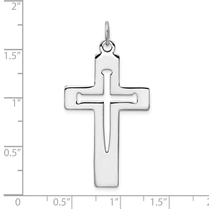 Million Charms 925 Sterling Silver Rhodium-Plated Latin Relgious Cross Pendant