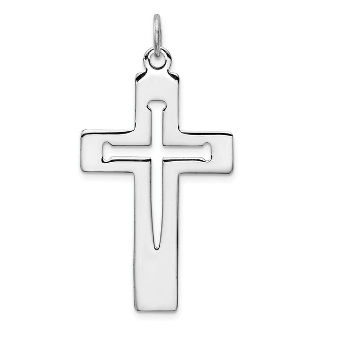 Million Charms 925 Sterling Silver Rhodium-Plated Latin Relgious Cross Pendant