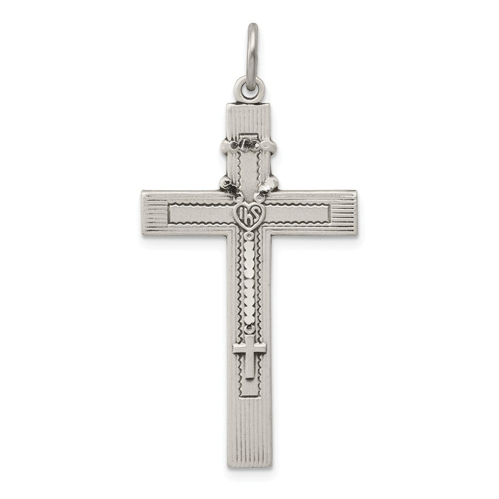 Million Charms 925 Sterling Silver Antiqued Rosary Relgious Cross Pendant