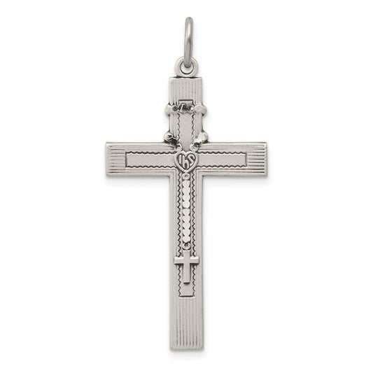 Million Charms 925 Sterling Silver Antiqued Rosary Relgious Cross Pendant