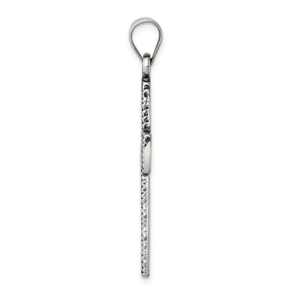 Million Charms 925 Sterling Silver Antiqued Scroll Relgious Cross Pendant