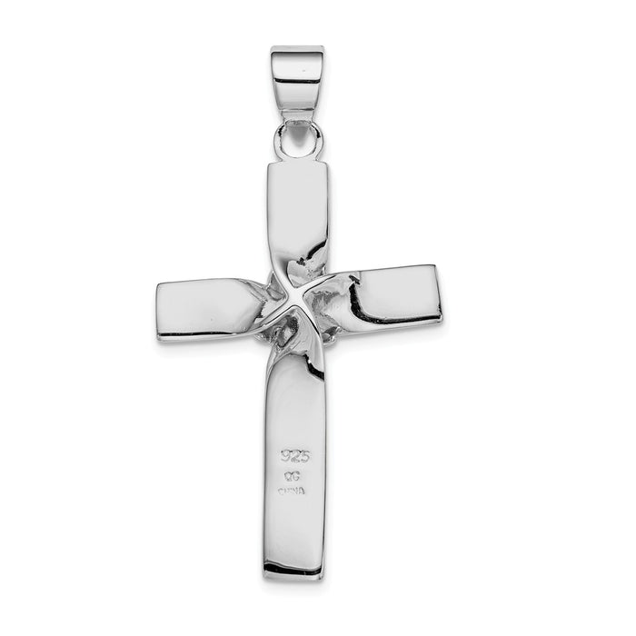 Million Charms 925 Sterling Silver Rhodium-Platedlatin Relgious Cross Pendant