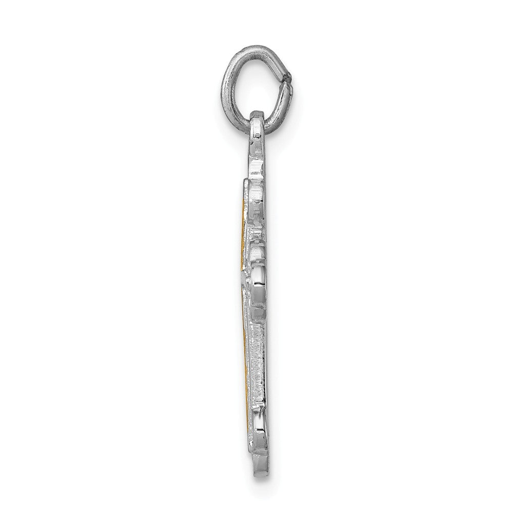 Million Charms 925 Sterling Silver Rhodium-Plated & 18K Gold-Plated Relgious Cross Charm