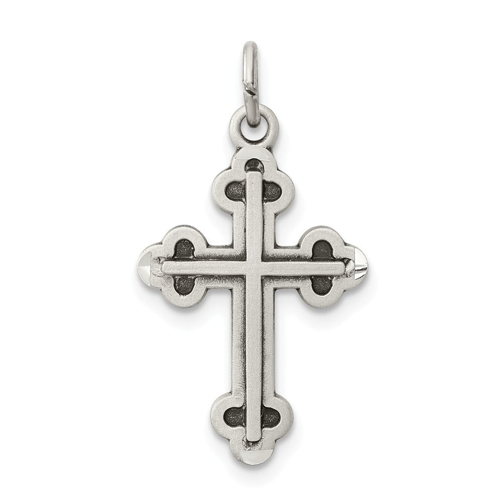 Million Charms 925 Sterling Silver Antiqued Budded Relgious Cross Charm