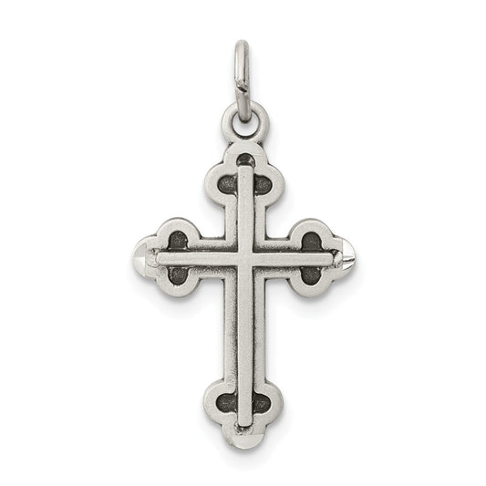 Million Charms 925 Sterling Silver Antiqued Budded Relgious Cross Charm