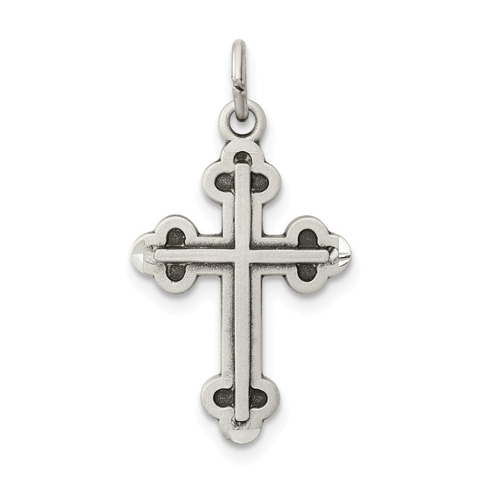Million Charms 925 Sterling Silver Antiqued Budded Relgious Cross Charm