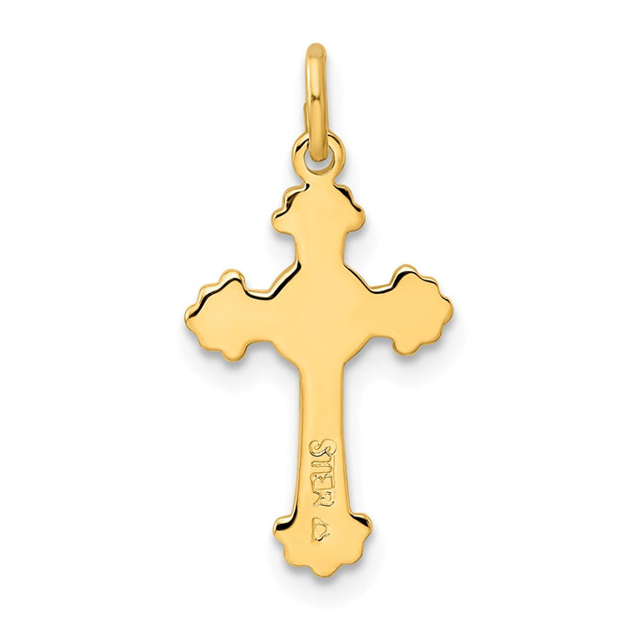 Million Charms 925 Sterling Silver Rhodium-Plated & 18K Gold-Plated Relgious Cross Charm