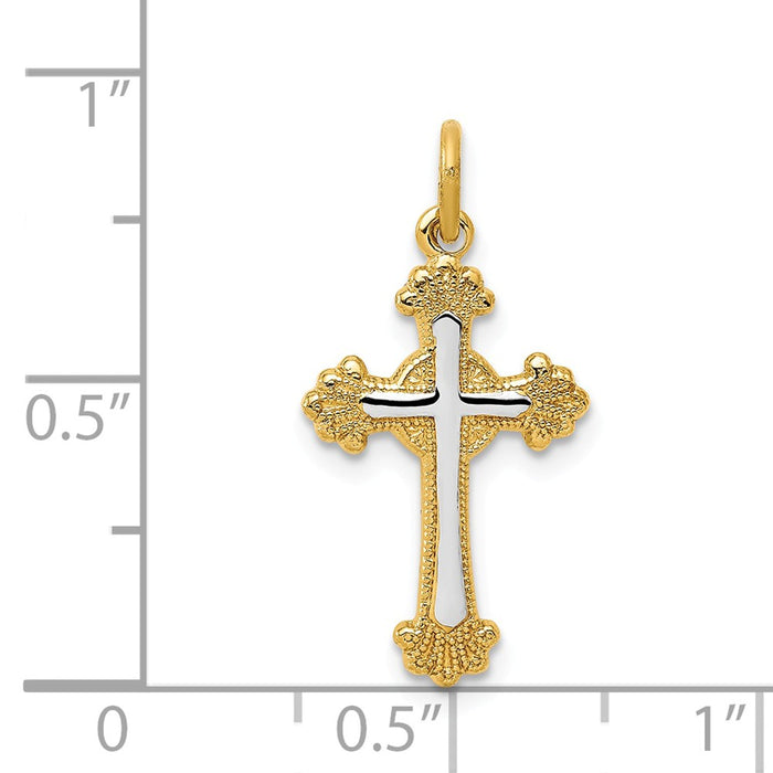 Million Charms 925 Sterling Silver Rhodium-Plated & 18K Gold-Plated Relgious Cross Charm