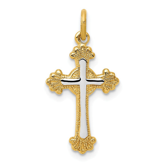 Million Charms 925 Sterling Silver Rhodium-Plated & 18K Gold-Plated Relgious Cross Charm