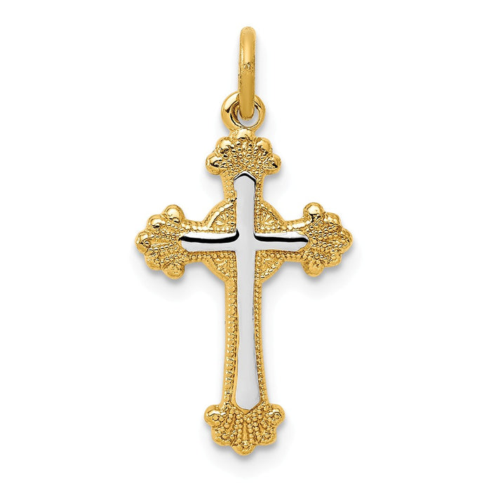 Million Charms 925 Sterling Silver Rhodium-Plated & 18K Gold-Plated Relgious Cross Charm