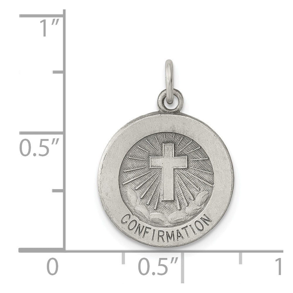 Million Charms 925 Sterling Silver Antiqued Confirmation Medal