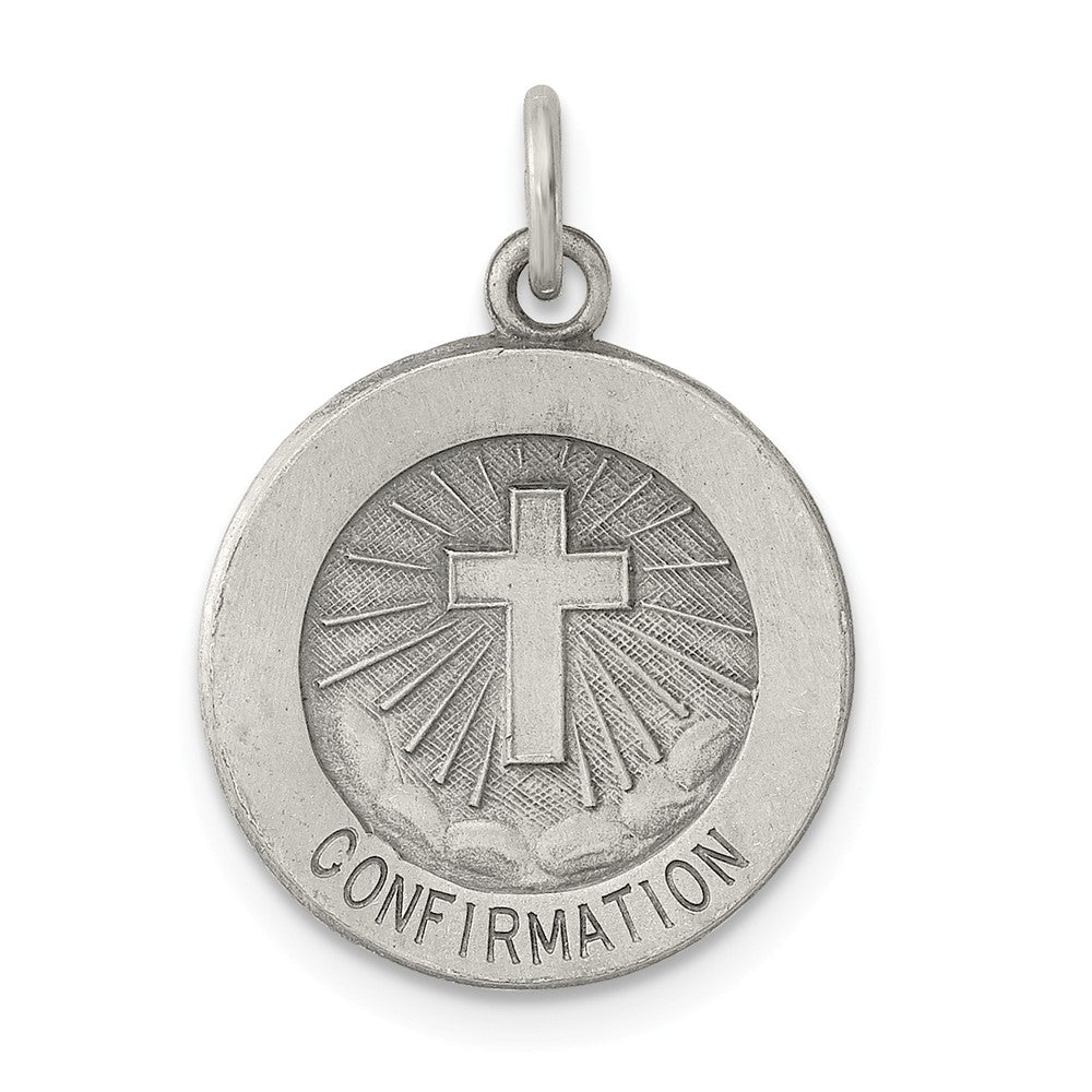 Million Charms 925 Sterling Silver Antiqued Confirmation Medal