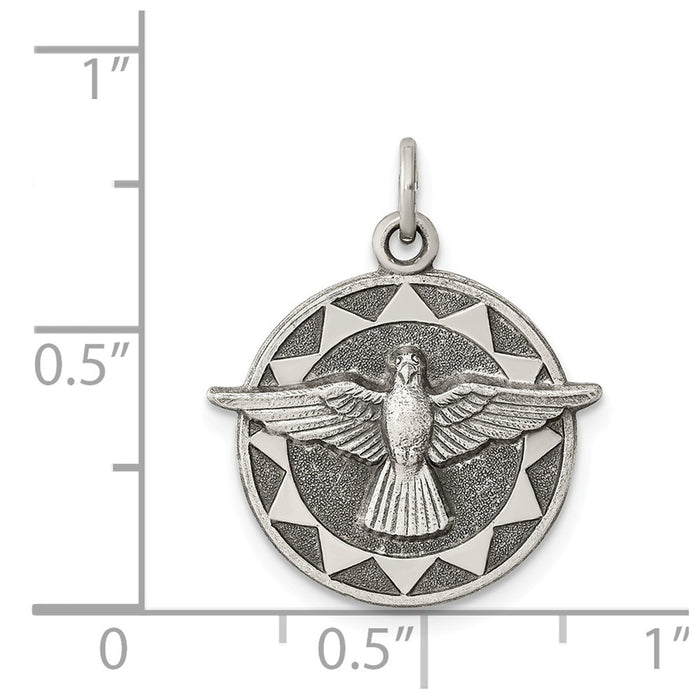 Million Charms 925 Sterling Silver Antiqued Holy Spirit Medal