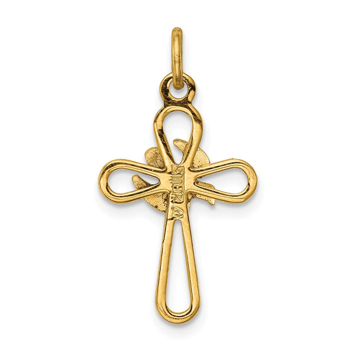 Million Charms 925 Sterling Silver Rhodium-Plated & 18K Gold-Plated Relgious Cross With Dove Charm