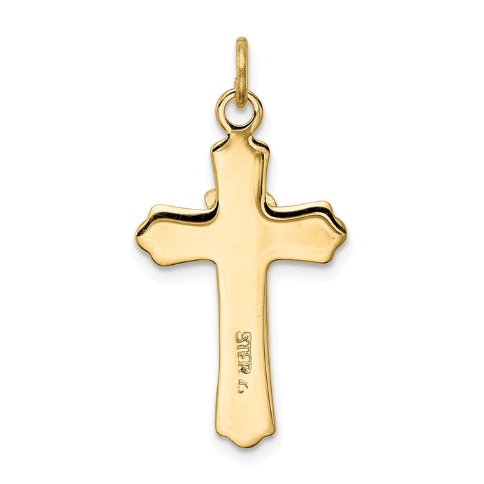 Million Charms 925 Sterling Silver Rhodium-Plated & 18K Gold-Plated Dove (Satin) Relgious Cross Charm