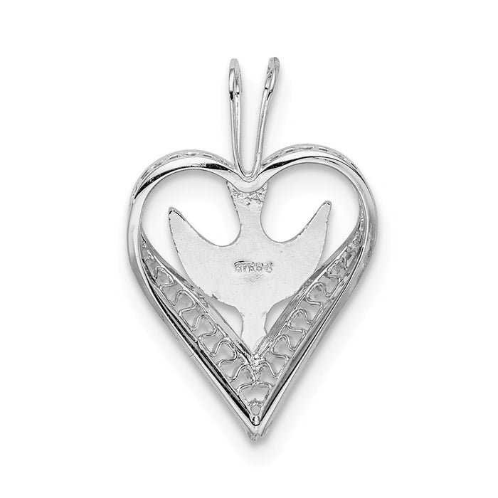 Million Charms 925 Sterling Silver Rhodium-Plated & 18K Gold-Plated Dove Heart Pendant