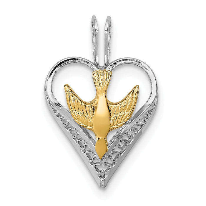 Million Charms 925 Sterling Silver Rhodium-Plated & 18K Gold-Plated Dove Heart Pendant