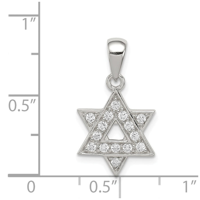 Million Charms 925 Sterling Silver (Cubic Zirconia) CZ Religious Jewish Star Of David Pendant