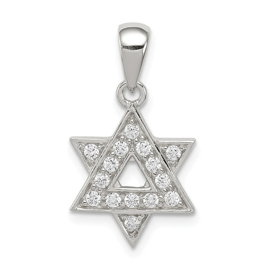 Million Charms 925 Sterling Silver (Cubic Zirconia) CZ Religious Jewish Star Of David Pendant